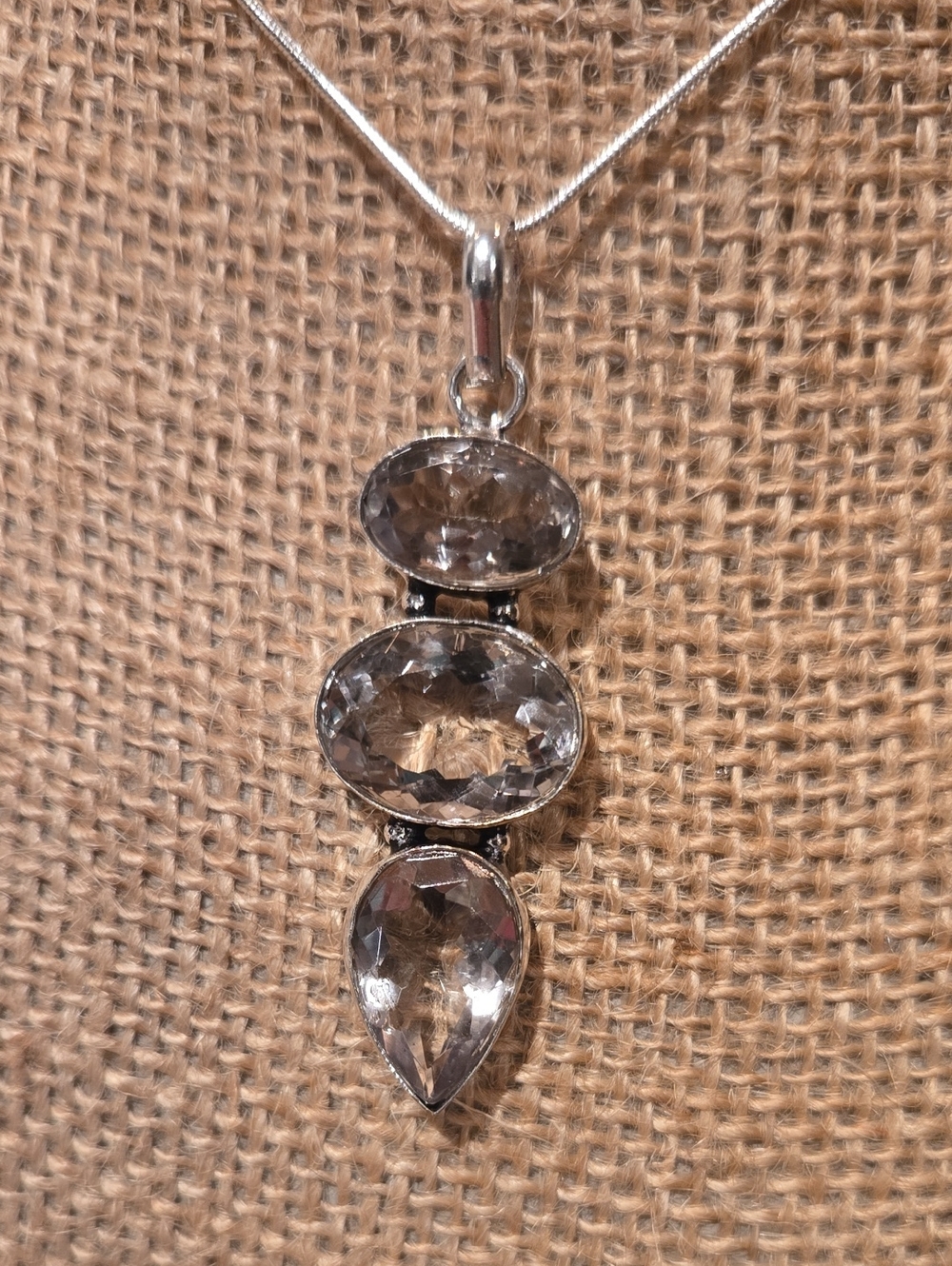 Clear Crystal Topaz Drop Pendant Necklace